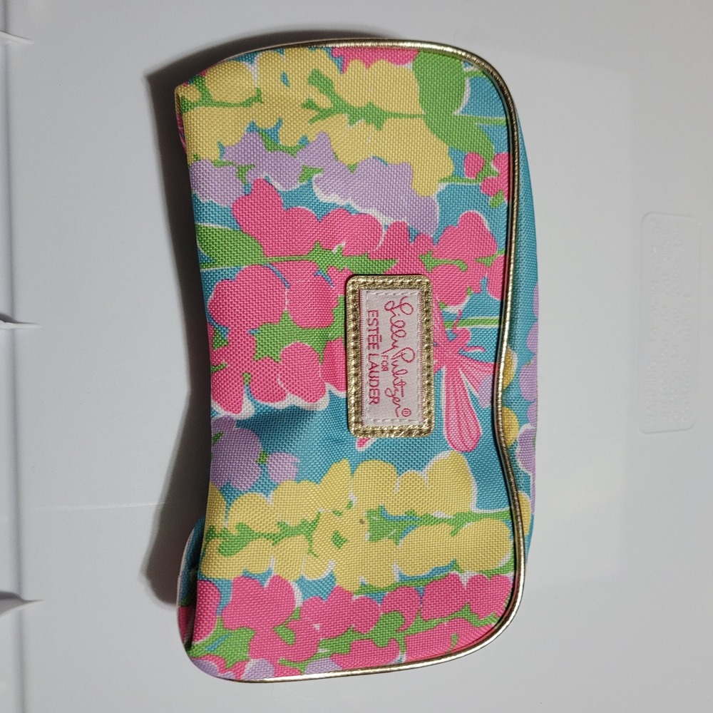 Lilly Pulitzer for Estee Lauder Floral Makeup Bag Cosmetic Pouch Pink Teal